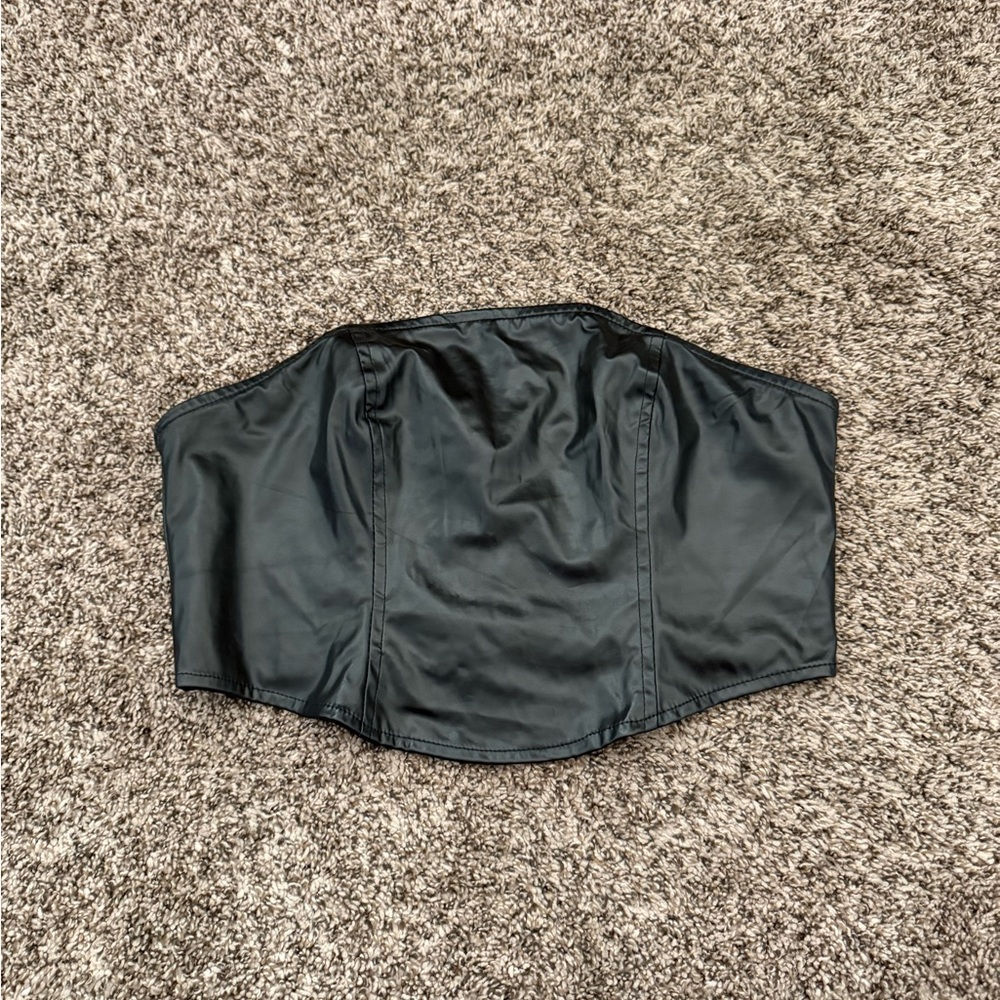 Black Faux Leather Corset top in Size L